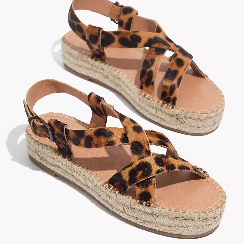 NWOB Madewell Malia Calfhair Espadrille Sandal, 8.5